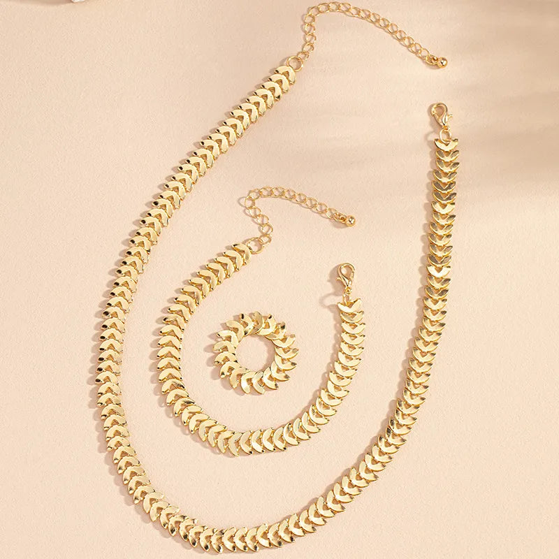 Hip-Hop Retro Punk Grain Alloy Plating Gold Plated Women'S Jewelry Set