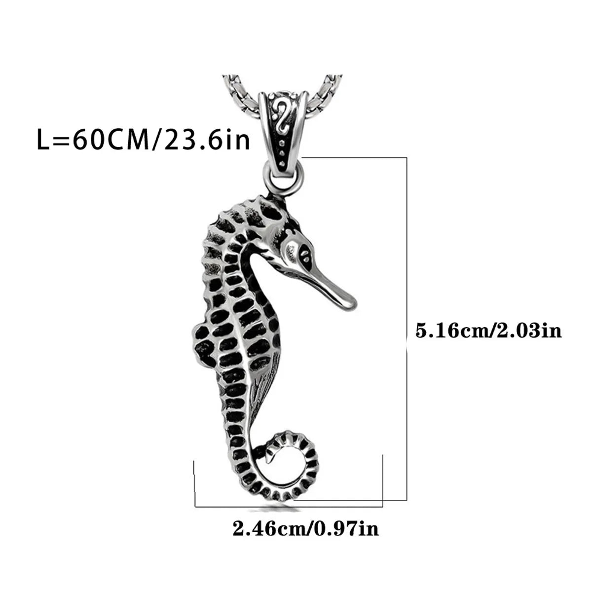 Hip-Hop Retro Punk Hippocampus 304 Stainless Steel Polishing Men'S Pendant Necklace