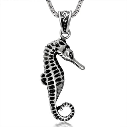 Hip-Hop Retro Punk Hippocampus 304 Stainless Steel Polishing Men'S Pendant Necklace