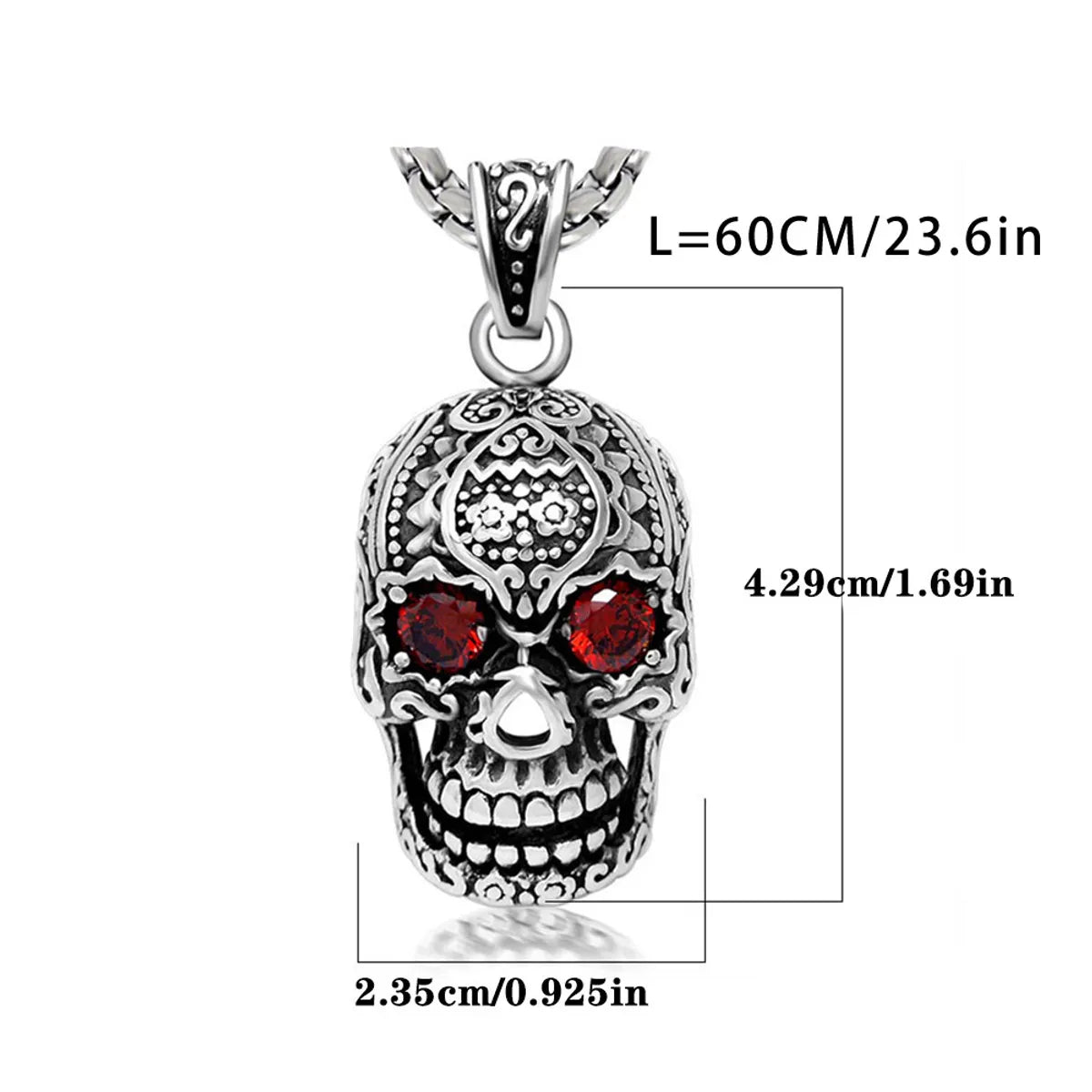 Hip-Hop Retro Punk Skull 304 Stainless Steel Polishing Inlay Rhinestones Men'S Pendant Necklace