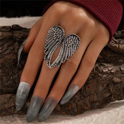 Hip-hop Retro Punk Wings Alloy Plating Women's Open Ring