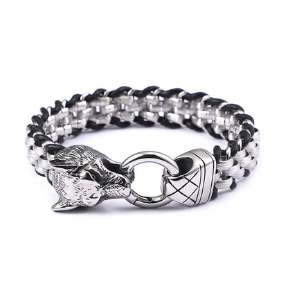 Hip-Hop Retro Punk Wolf Titanium Steel Men'S Bracelets