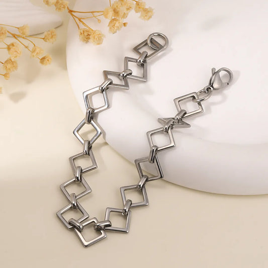 Hip-hop Retro Rhombus Stainless Steel Bracelets