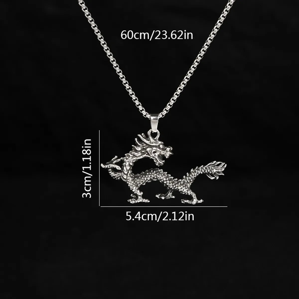 Hip-Hop Retro Rock Dragon Titanium Steel Chain Men'S Pendant Necklace