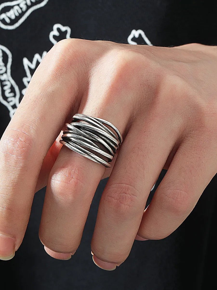 Hip-Hop Retro Rock Geometric Alloy Silver Plated Men'S Open Rings