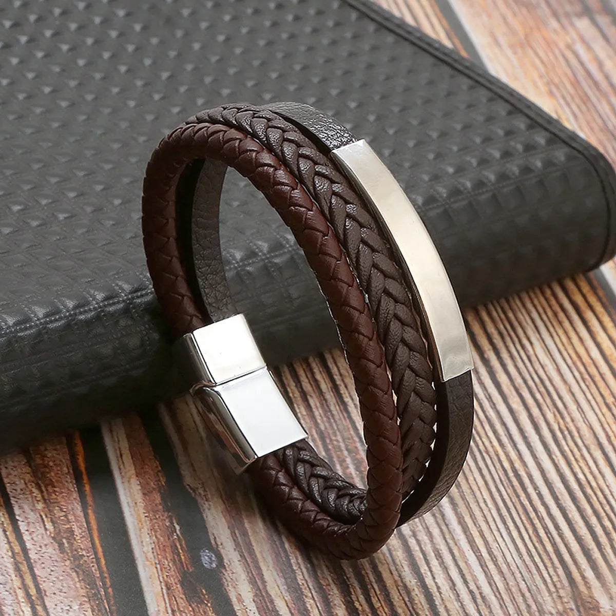 Hip-Hop Retro Rock Geometric Pu Leather Alloy Men'S Bangle