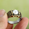 Hip-Hop Retro Round Gem 316 Stainless Steel  Unisex Rings