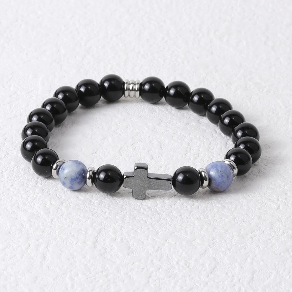 Hip-Hop Retro Round Natural Stone Beaded Handmade Men'S Bracelets