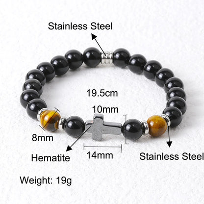 Hip-Hop Retro Round Natural Stone Beaded Handmade Men'S Bracelets