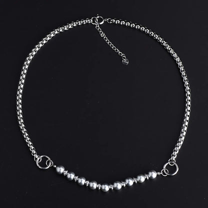 Hip-hop Retro Round Stainless Steel Beaded Necklace