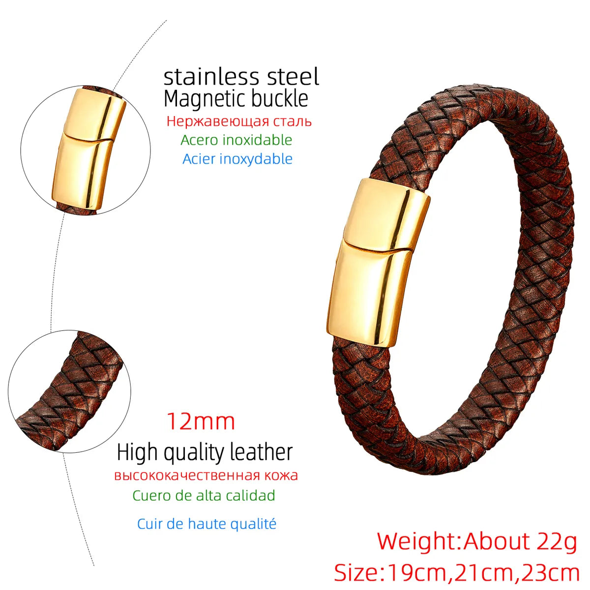 Hip-Hop Retro Round 316 Stainless Steel  Magnetic Braid Men'S Bangle