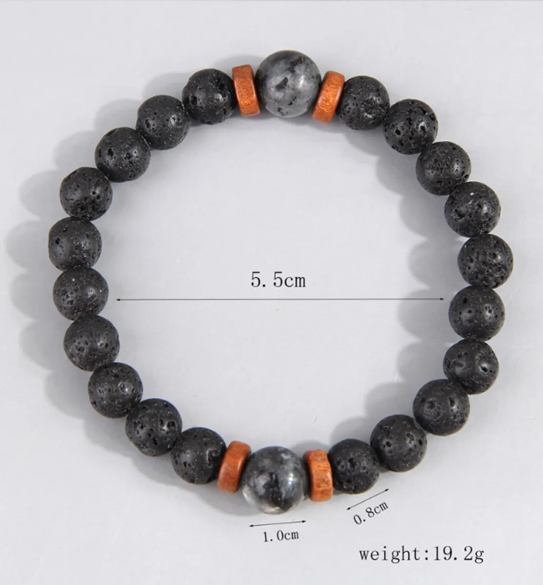 Hip-hop Retro Round Volcanic Rock Bracelets In Bulk