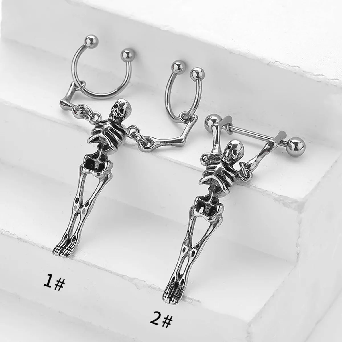 Hip-hop Retro Skull Stainless Steel Plating Gold Plated Ear Studs