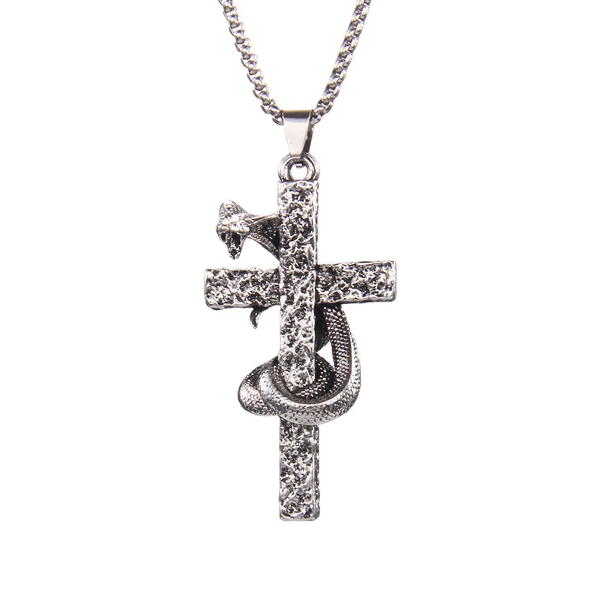 201 Stainless Steel Zinc Alloy Hip-Hop Retro Patchwork Snake Pendant Necklace