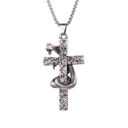 201 Stainless Steel Zinc Alloy Hip-Hop Retro Patchwork Snake Pendant Necklace