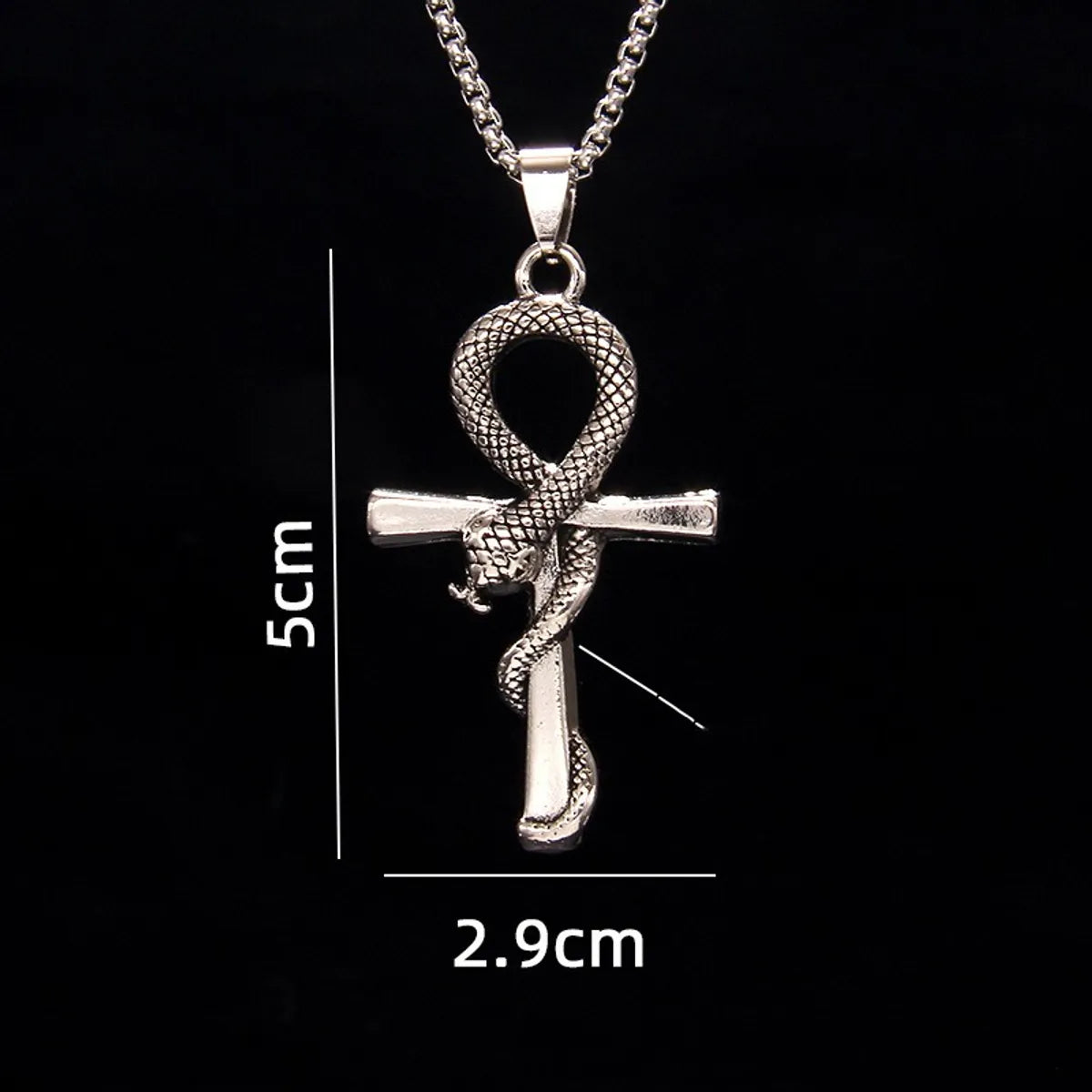 201 Stainless Steel Zinc Alloy Hip-Hop Retro Patchwork Snake Pendant Necklace