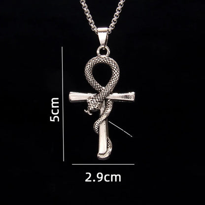 201 Stainless Steel Zinc Alloy Hip-Hop Retro Patchwork Snake Pendant Necklace