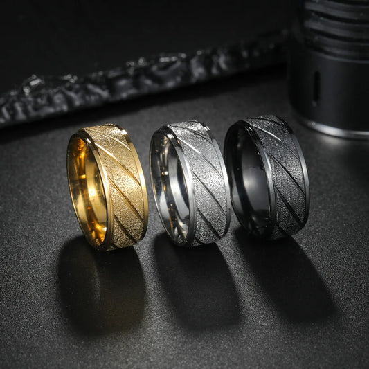 Hip-Hop Retro Solid Color 201 Stainless Steel Gold Plated Black Plated Men'S Rings