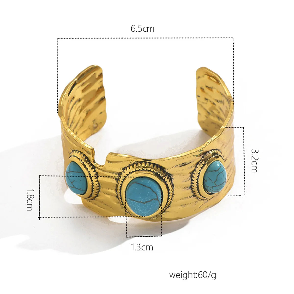 Hip-Hop Retro Solid Color Alloy Inlay Turquoise Women'S