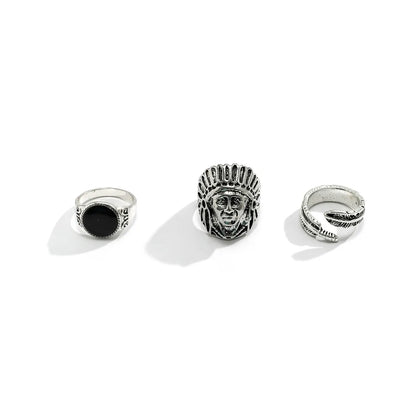 Hip-Hop Retro Solid Color Alloy Men'S Rings