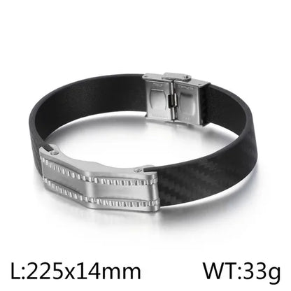 Hip-Hop Retro Solid Color Pu Leather Titanium Steel Plating Men'S Bracelets