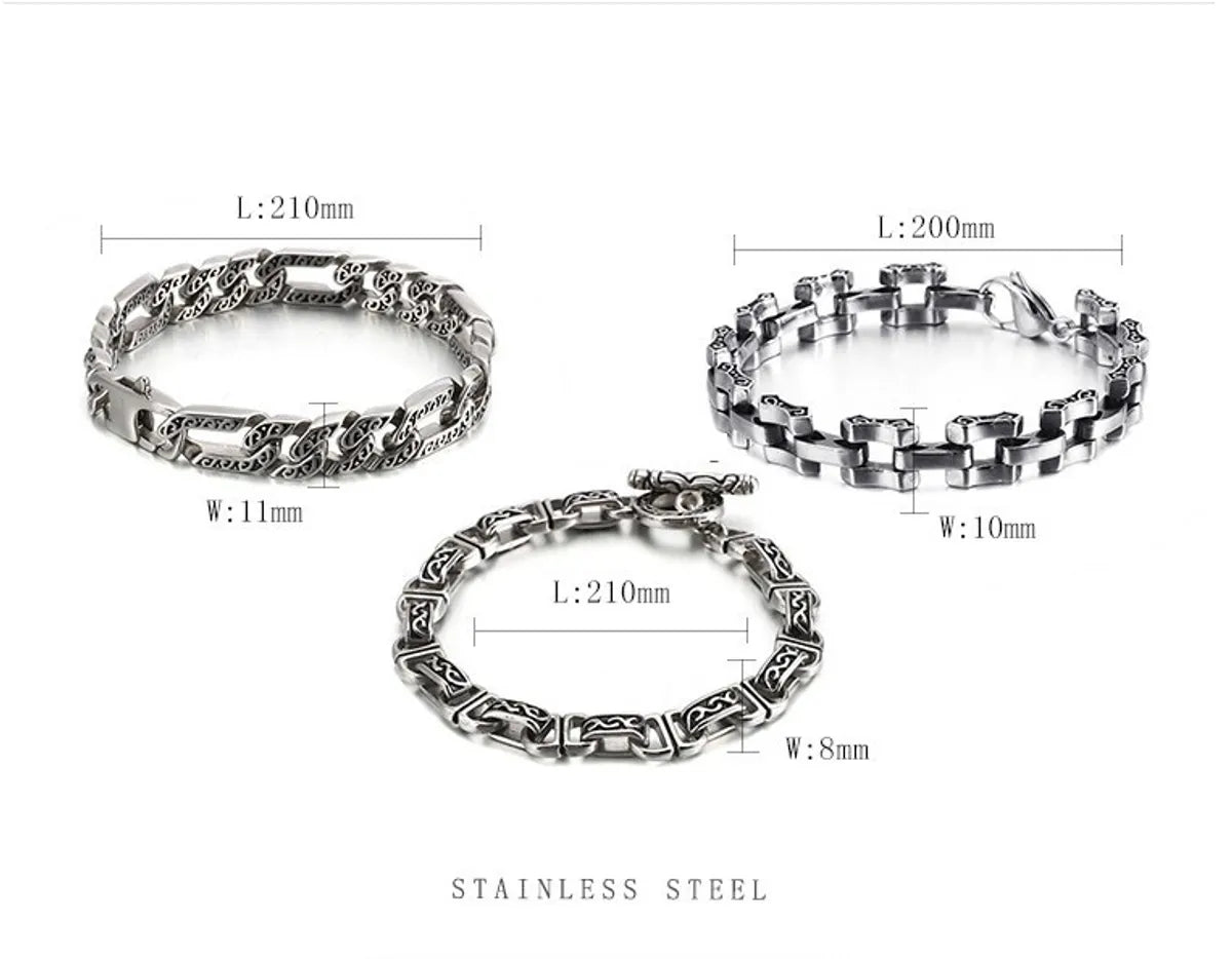 Hip-Hop Retro Solid Color Stainless Steel Chain Men'S Bracelets