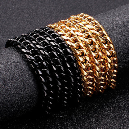 Hip-hop Retro Solid Color Stainless Steel Plating Chain Gold Plated Bracelets Necklace