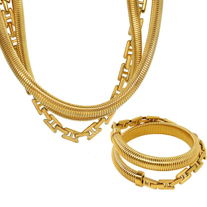 Hip-hop Retro Solid Color Stainless Steel Titanium Steel Plating Gold Plated Jewelry Set