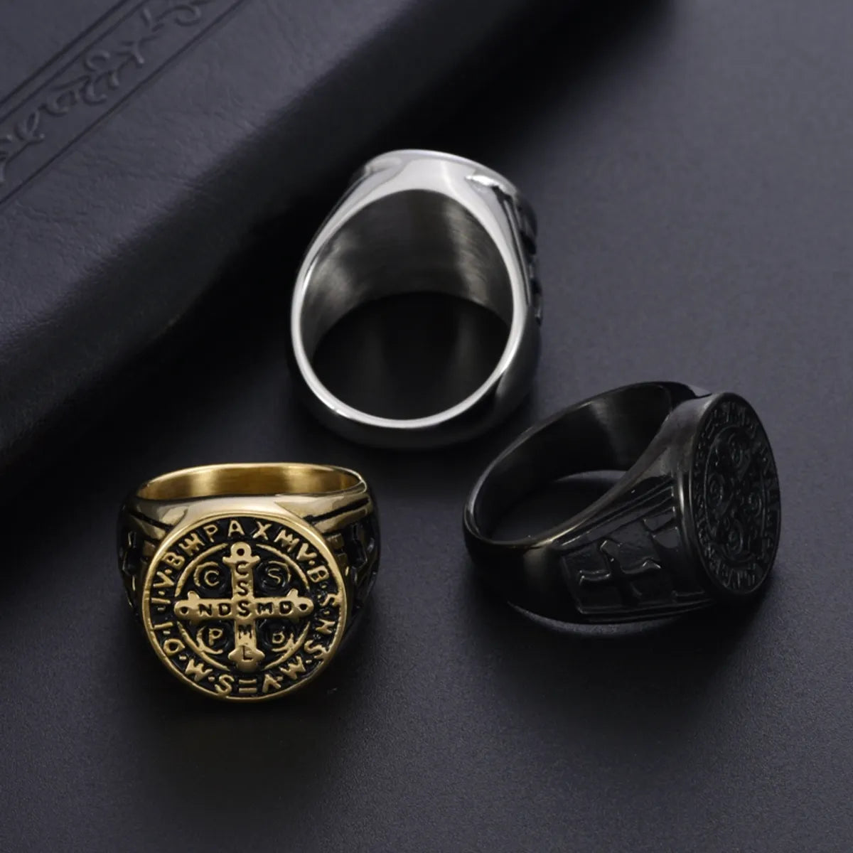 Hip-Hop Retro Solid Color Steel Men'S Rings