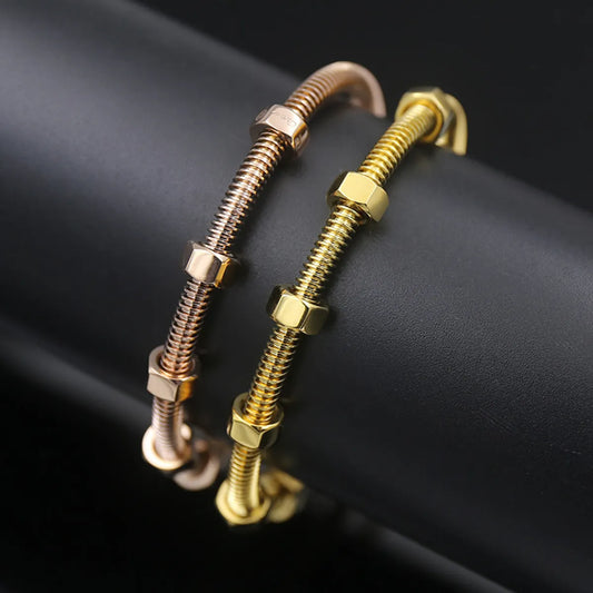 Hip-Hop Retro Solid Color Titanium Steel Bangle In Bulk