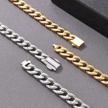 Hip-hop Retro Solid Color Titanium Steel Chain Bracelets Necklace