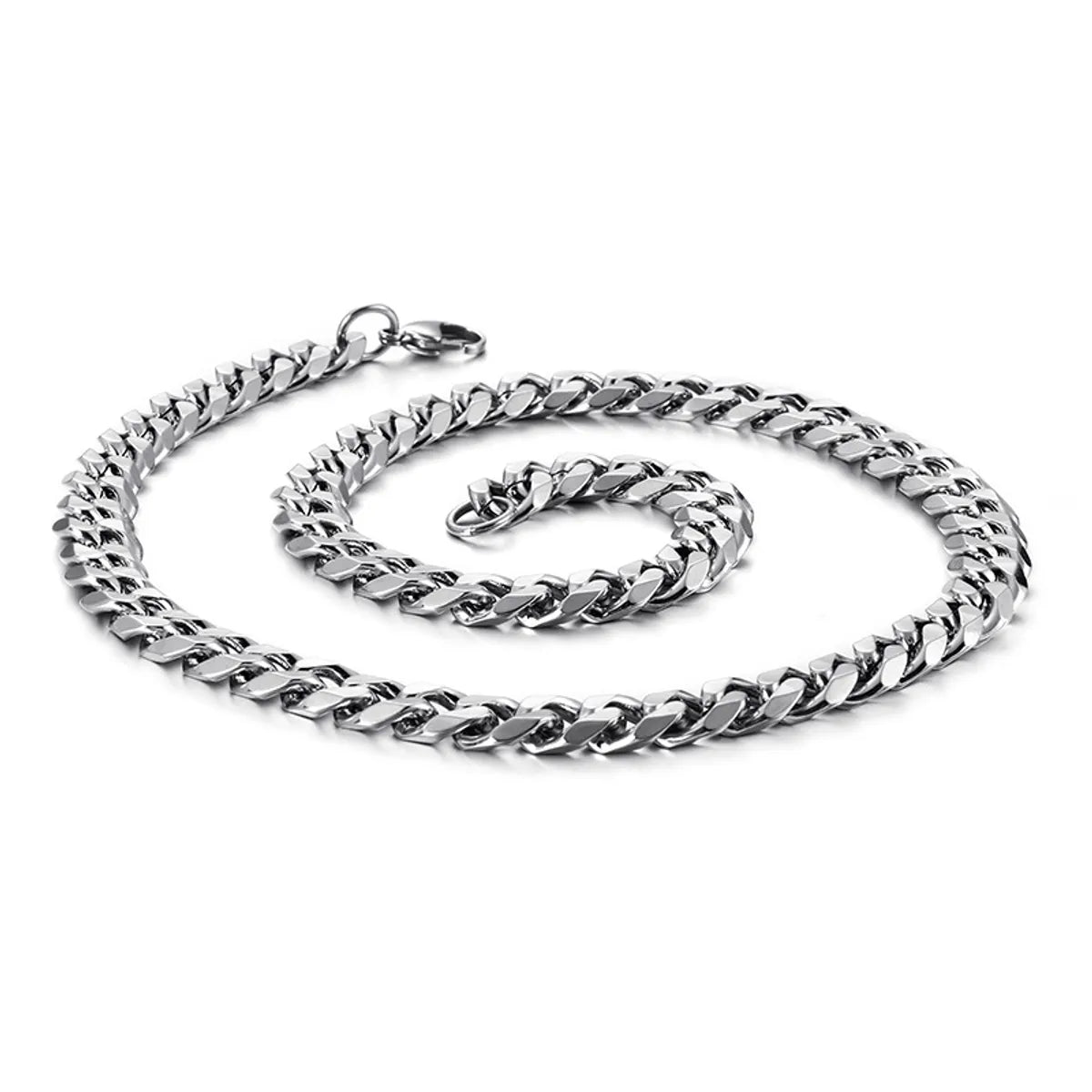 Hip-Hop Retro Solid Color Titanium Steel Chain Men'S Necklace