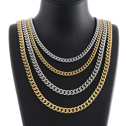 Hip-hop Retro Solid Color Titanium Steel Chain Necklace