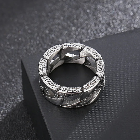 Hip-Hop Retro Solid Color Titanium Steel Hollow Out Men'S Rings