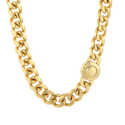 Hip-hop Retro Solid Color Titanium Steel Plating Chain 18k Gold Plated Necklace