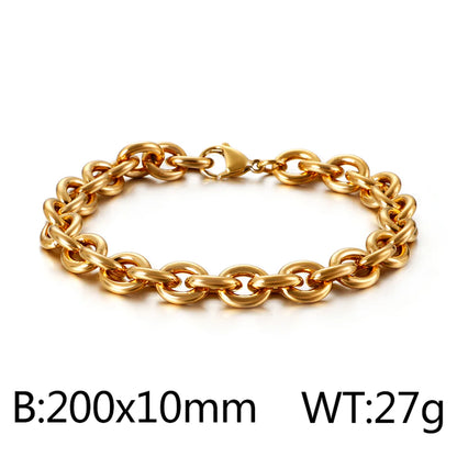 Hip-Hop Retro Solid Color Titanium Steel Plating Chain 18K Gold Plated Unisex Bracelets