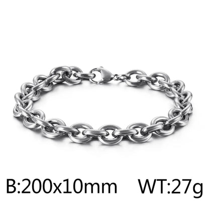 Hip-Hop Retro Solid Color Titanium Steel Plating Chain 18K Gold Plated Unisex Bracelets