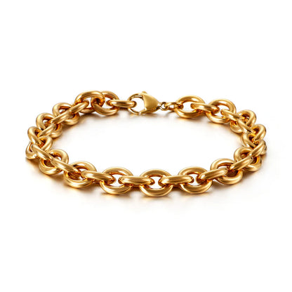 Hip-Hop Retro Solid Color Titanium Steel Plating Chain 18K Gold Plated Unisex Bracelets