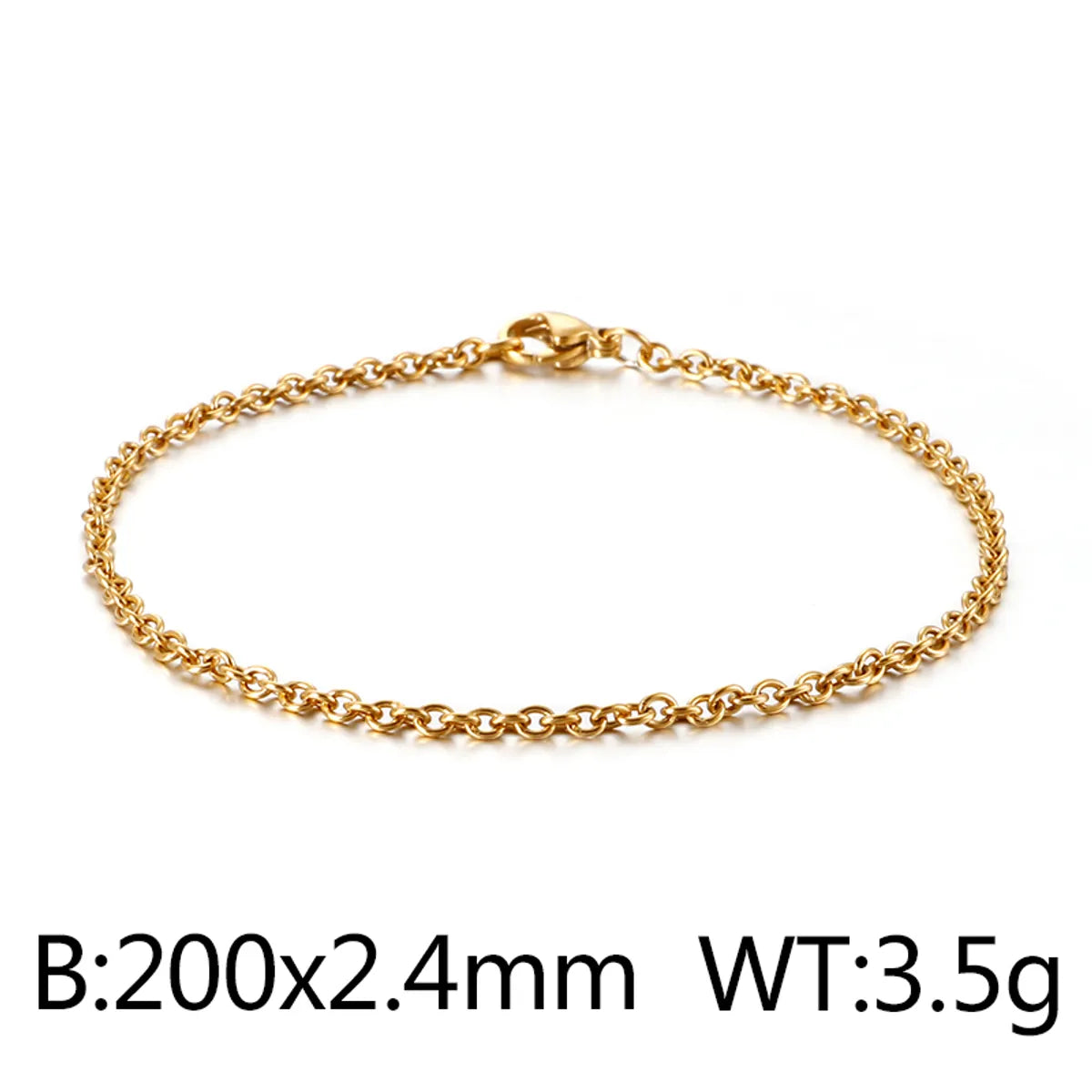 Hip-Hop Retro Solid Color Titanium Steel Plating Chain 18K Gold Plated Unisex Bracelets