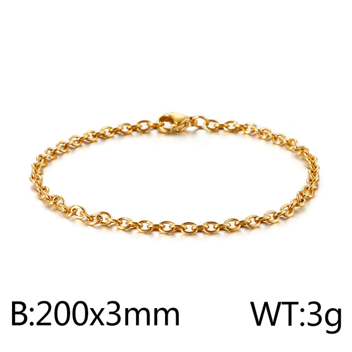 Hip-Hop Retro Solid Color Titanium Steel Plating Chain 18K Gold Plated Unisex Bracelets