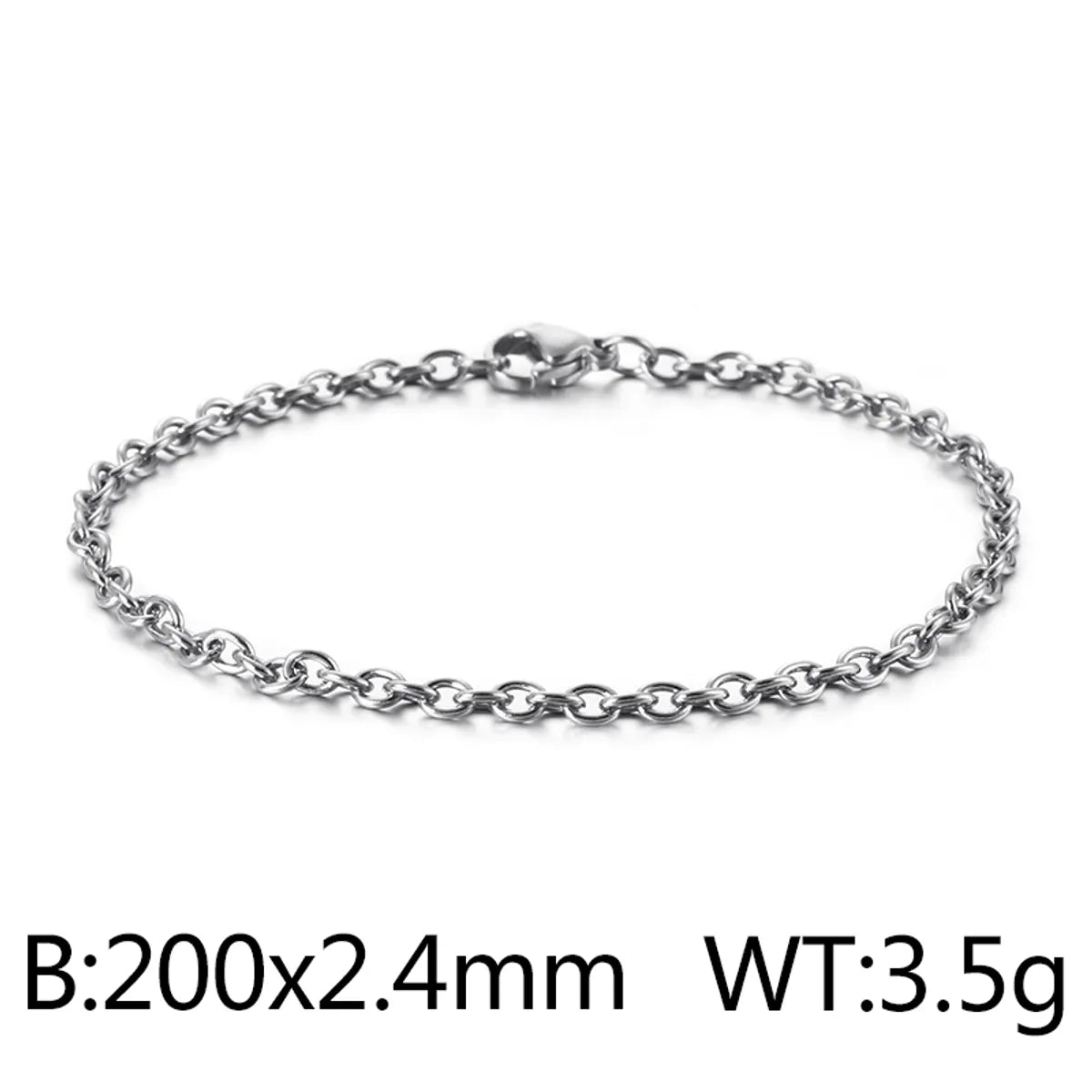 Hip-Hop Retro Solid Color Titanium Steel Plating Chain 18K Gold Plated Unisex Bracelets