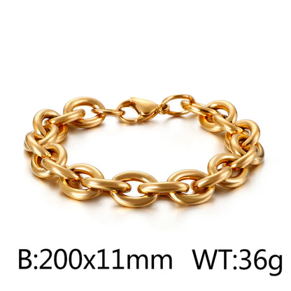 Hip-Hop Retro Solid Color Titanium Steel Plating Chain 18K Gold Plated Unisex Bracelets