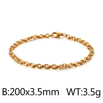 Hip-Hop Retro Solid Color Titanium Steel Plating Chain 18K Gold Plated Unisex Bracelets