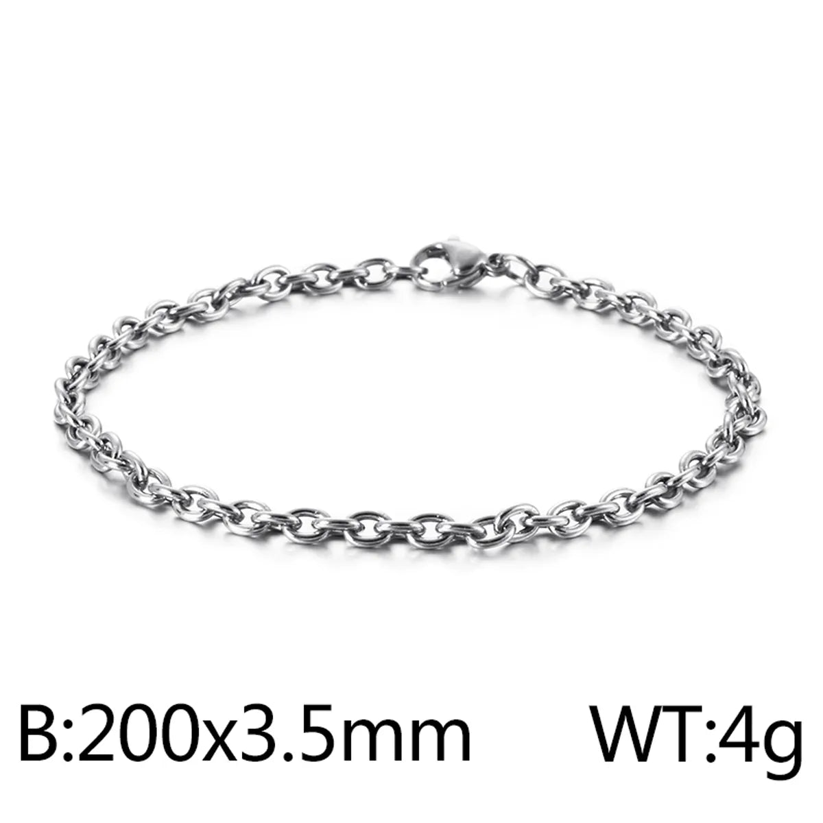 Hip-Hop Retro Solid Color Titanium Steel Plating Chain 18K Gold Plated Unisex Bracelets