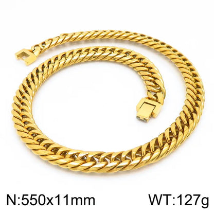 Hip-Hop Retro Solid Color Titanium Steel Plating 18K Gold Plated Men'S Necklace