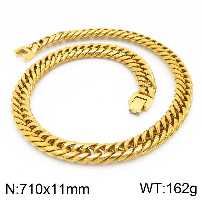 Hip-Hop Retro Solid Color Titanium Steel Plating 18K Gold Plated Men'S Necklace