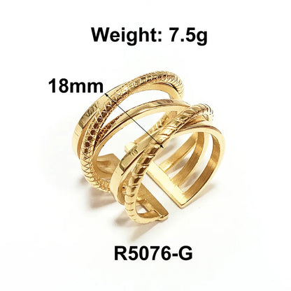 Wholesale Jewelry Hip-Hop Retro Solid Color 304 Stainless Steel Titanium Steel 18K Gold Plated Plating Rings