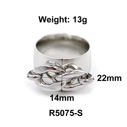 Wholesale Jewelry Hip-Hop Retro Solid Color 304 Stainless Steel Titanium Steel 18K Gold Plated Plating Rings