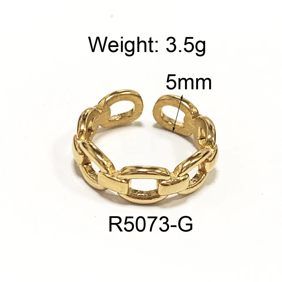 Wholesale Jewelry Hip-Hop Retro Solid Color 304 Stainless Steel Titanium Steel 18K Gold Plated Plating Rings