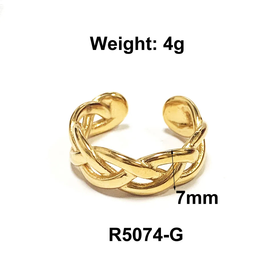 Wholesale Jewelry Hip-Hop Retro Solid Color 304 Stainless Steel Titanium Steel 18K Gold Plated Plating Rings